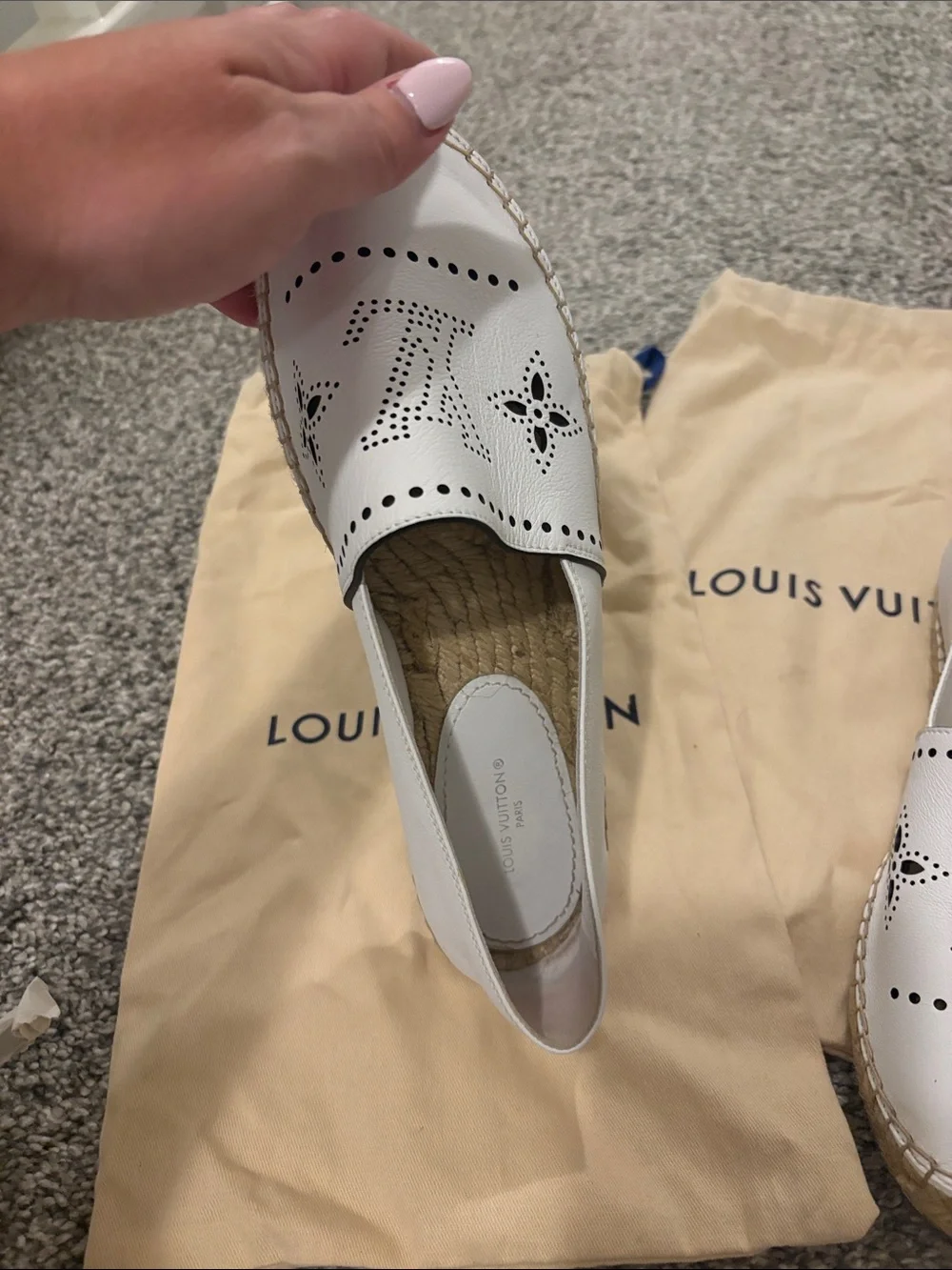 Louis Vuitton White Perforated LV Espadrille Slip-On